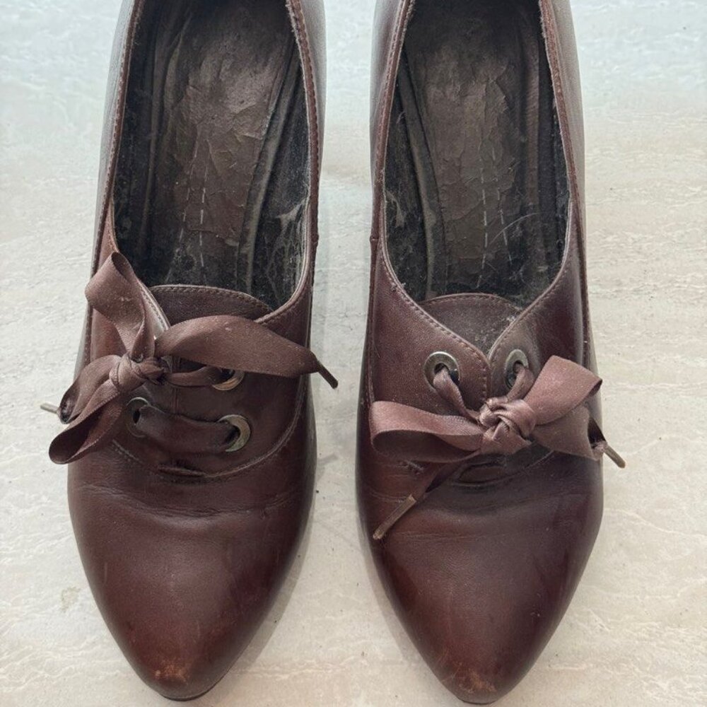 Brown Authentic Cow Leather Heels